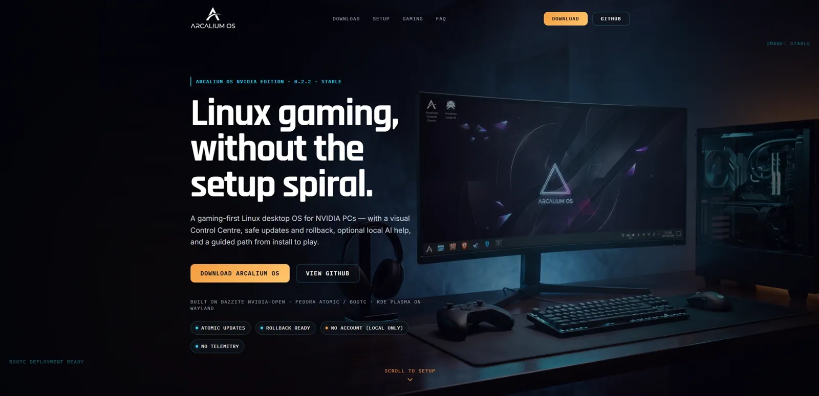 Arcalium OS website homepage, designed by Kaal