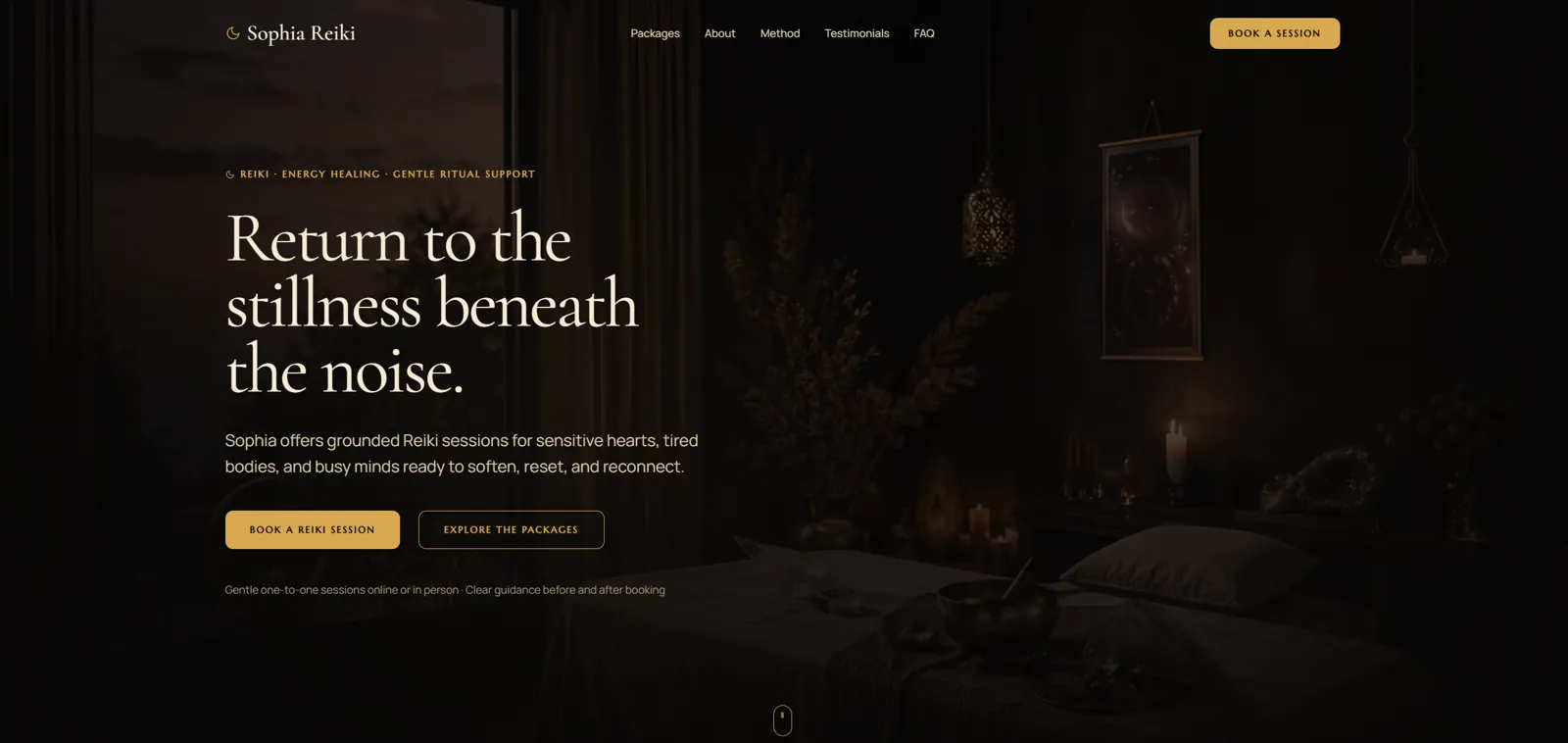 Sophia Reiki website homepage, designed by Kaal